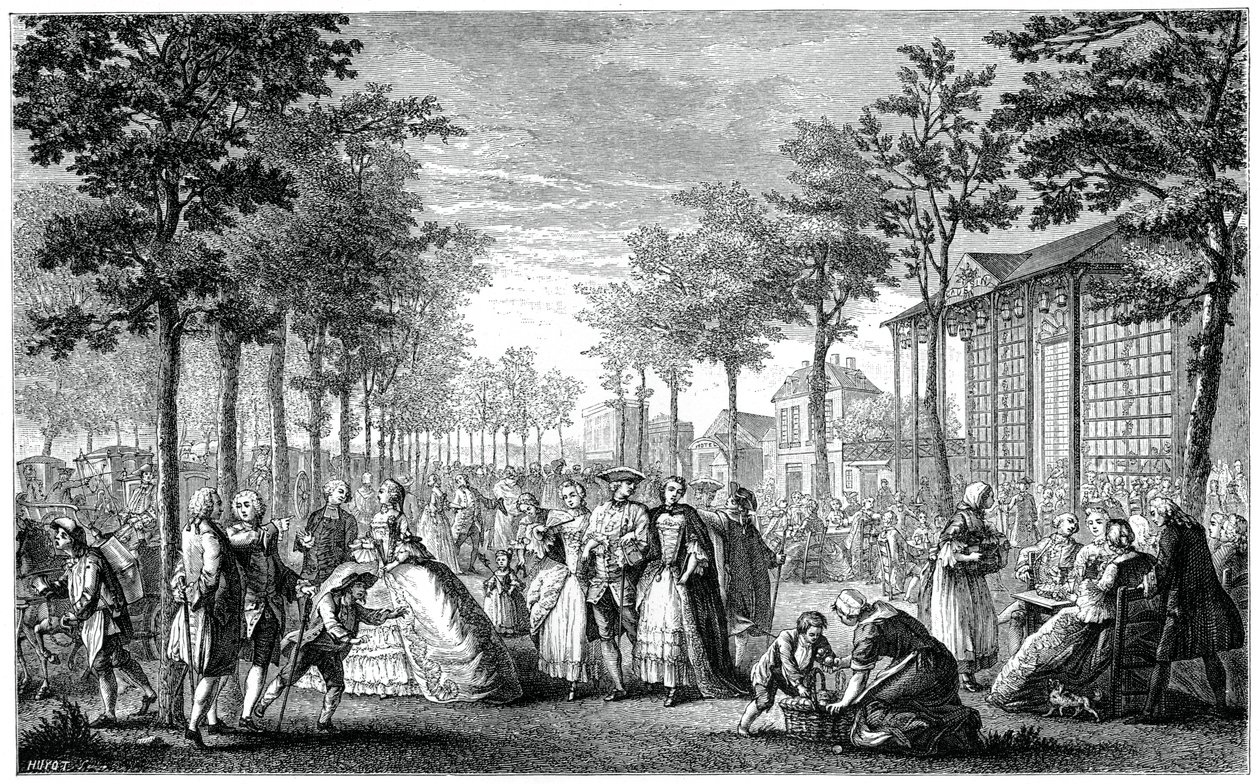 De Promenade, Parijs, 1885 door Augustin de Saint Aubin