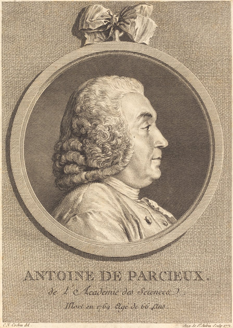 Antoine De Parcieux door Augustin de Saint Aubin after Charles Nicolas Cochin I
