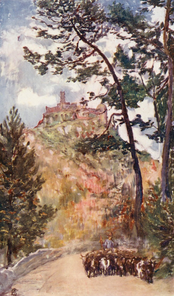 Cintra, Het zomerpaleis van de koning van Portugal (kleurenlitho) door Augustine Fitzgerald