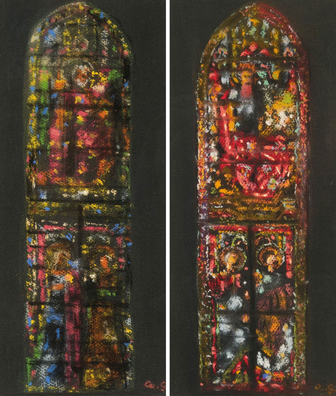 Augusto Giacometti schetst naar een glas-in-loodraam in de kathedraal van Florence door Augusto Giacometti