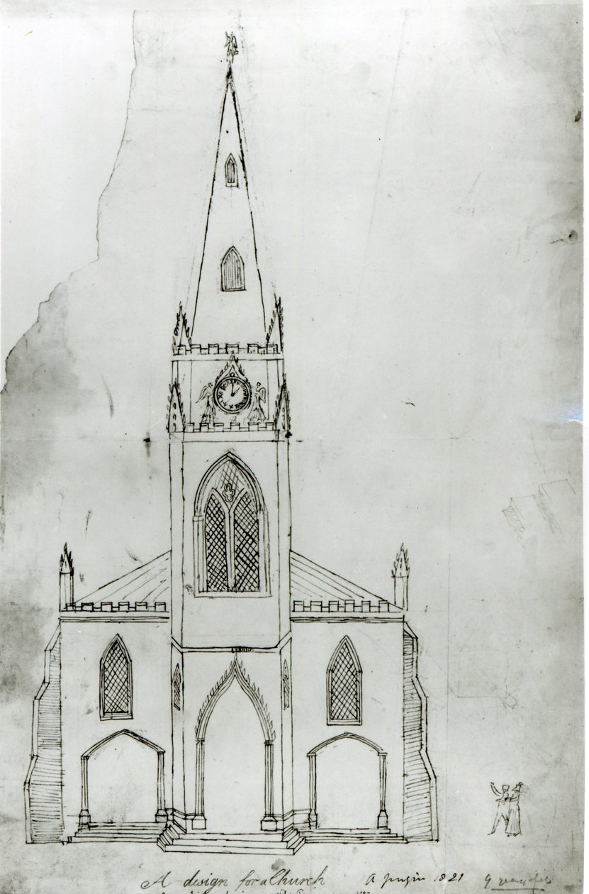 Een ontwerp voor een kerk, 1821 door Augustus Charles Pugin