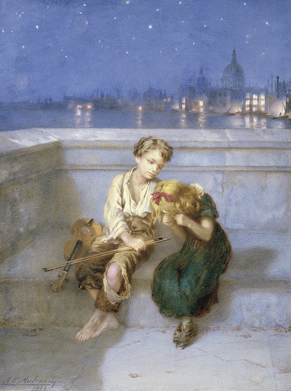 Op Waterloo Bridge, Londen door Augustus Edward Mulready