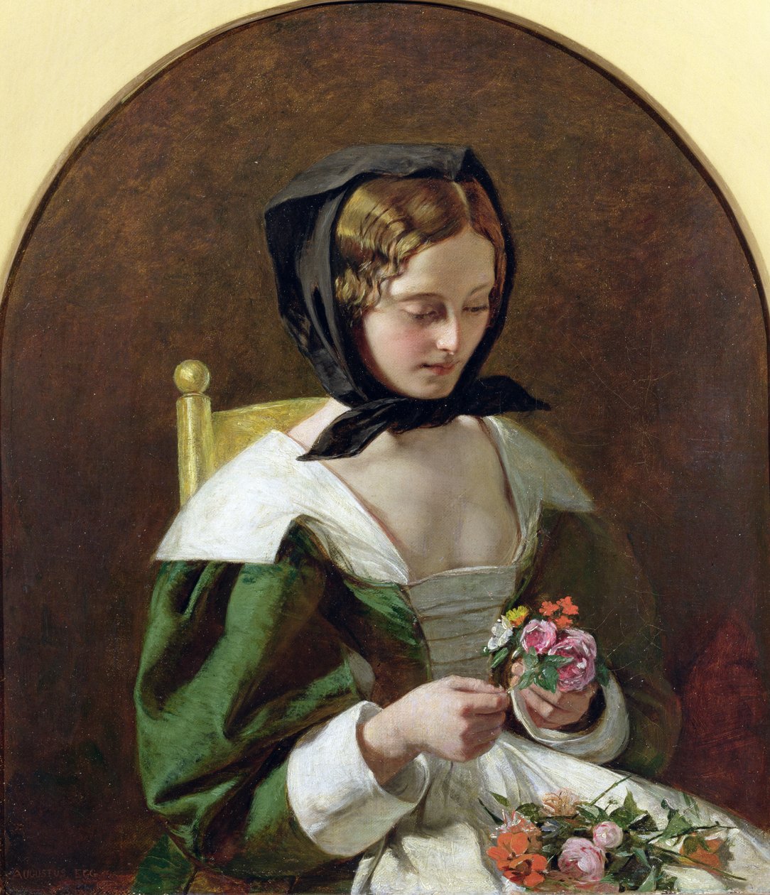 Meisje dat een Boeket Bloemen Maakt door Augustus Leopold Egg