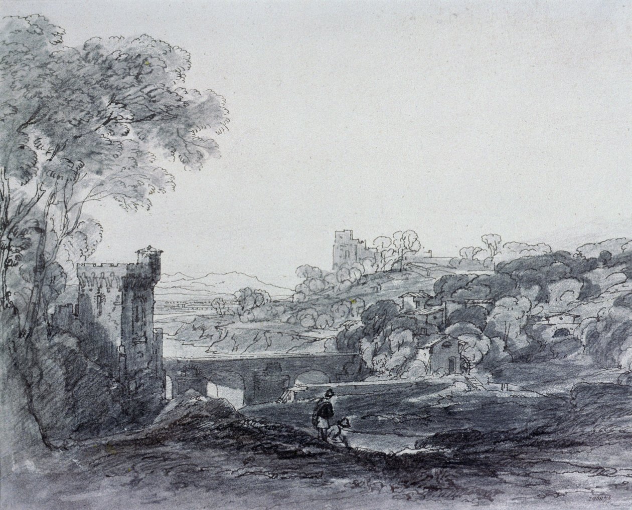Uitzicht in Italië door Augustus Wall Callcott