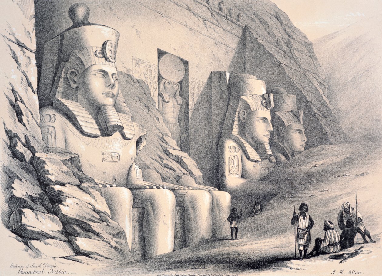 Exterieur van de Zuidelijke Tempel, Ebsamboul, Nubië, ca. 1850 door Augustus Butler