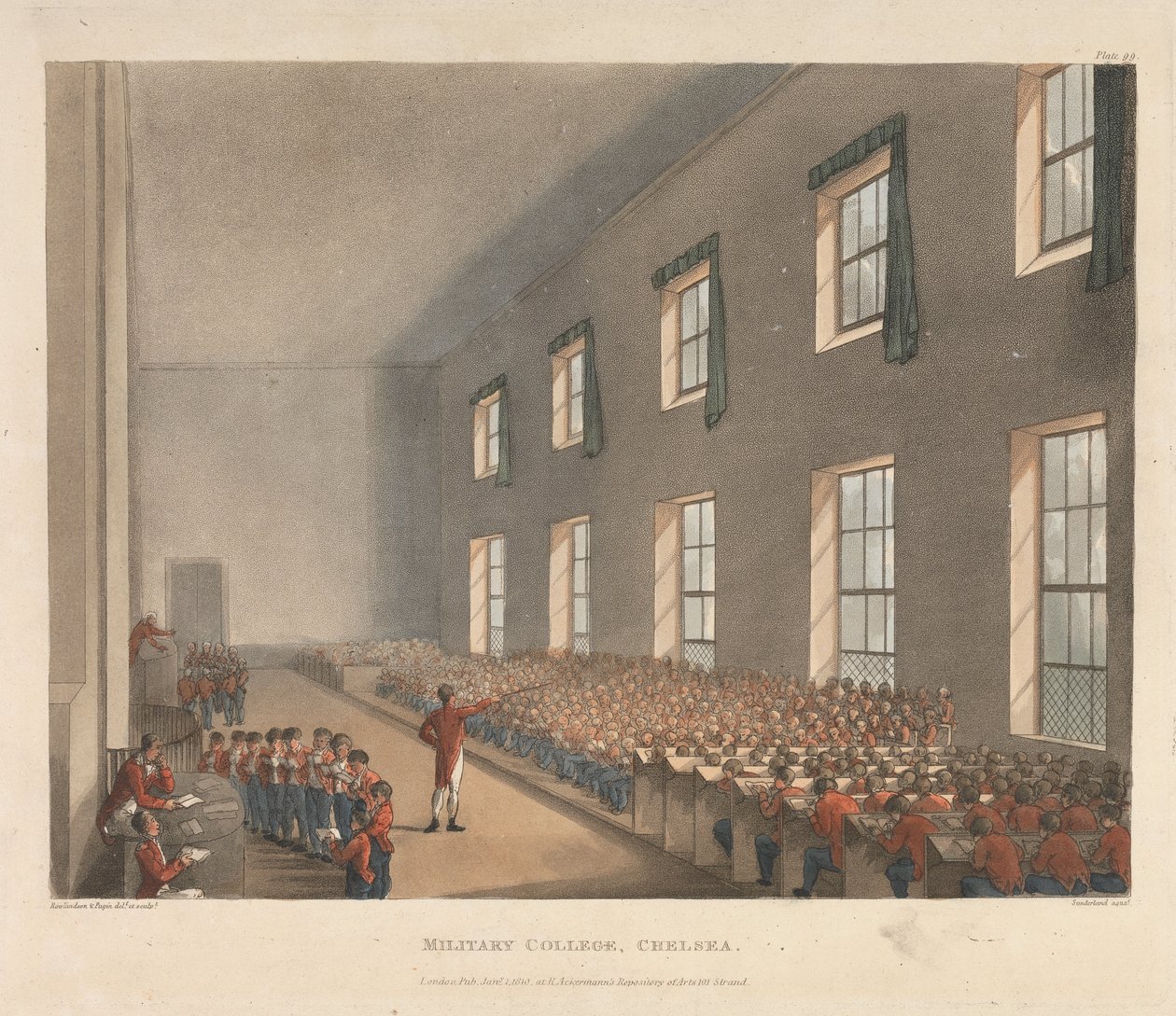 Militaire Academie, Chelsea door Augustus Charles Pugin