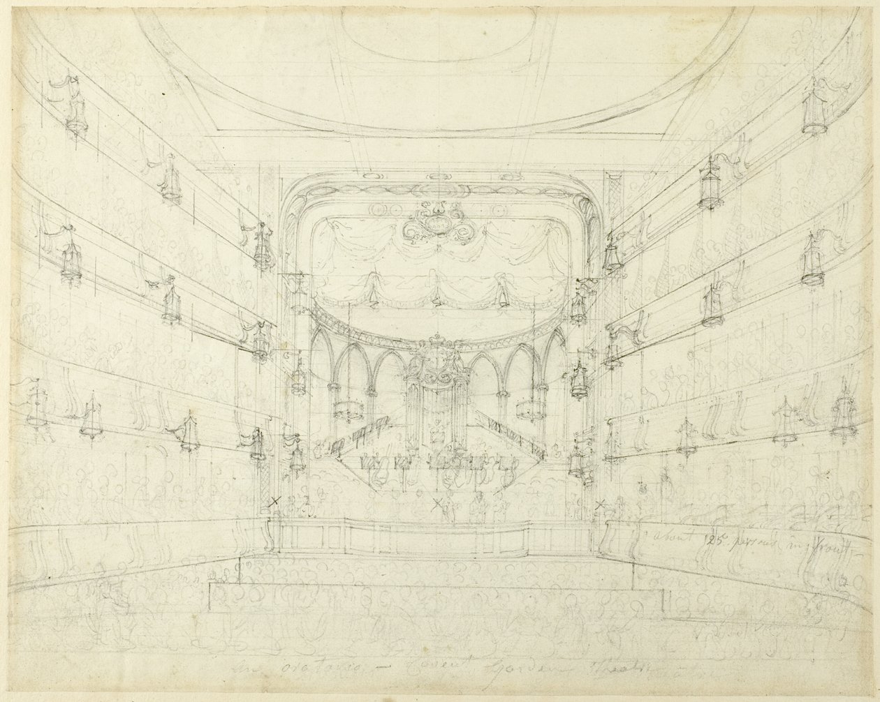 Studie voor een oratorium-Covent Garden Theater, uit Microkosmos van Londen door Augustus Charles Pugin