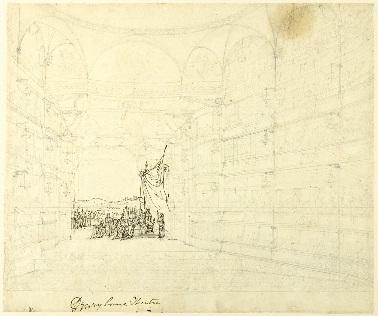 Studie voor Drurylane Theater, uit Microcosm of London door Augustus Charles Pugin