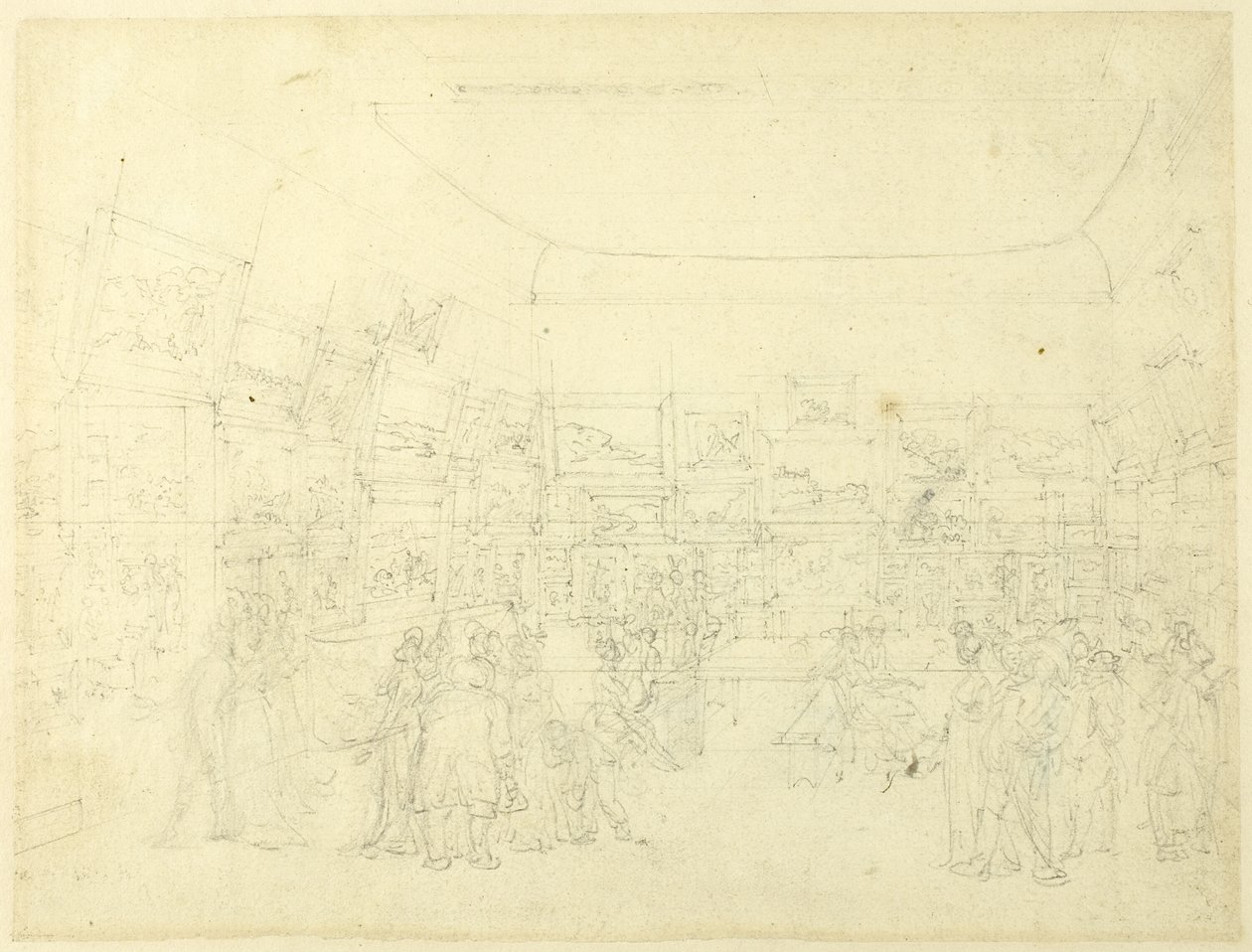 Studie voor tentoonstelling van aquarellen, Old Bond Steet, van Microcosm of London door Augustus Charles Pugin
