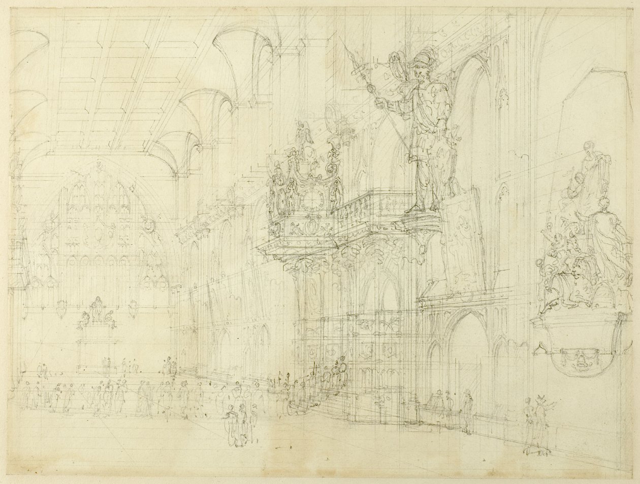 Studie voor Guild Hall, uit Microcosm of London door Augustus Charles Pugin