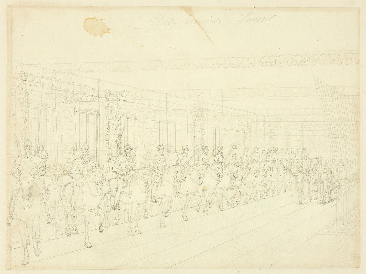 Studie voor Paardenwapenrustingtoren, uit Microcosm of London door Augustus Charles Pugin