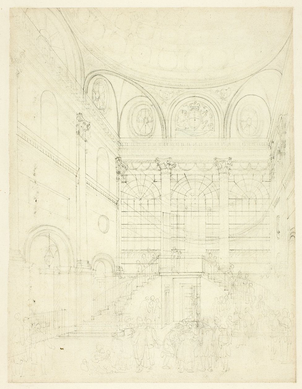 Studie voor Session House, Clerkenwell, uit Microcosm of London door Augustus Charles Pugin