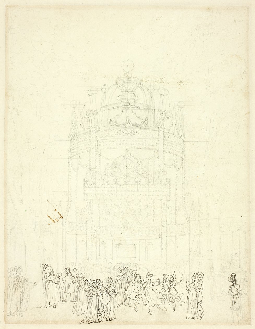 Studie voor Vauxhall Garden door Augustus Charles Pugin