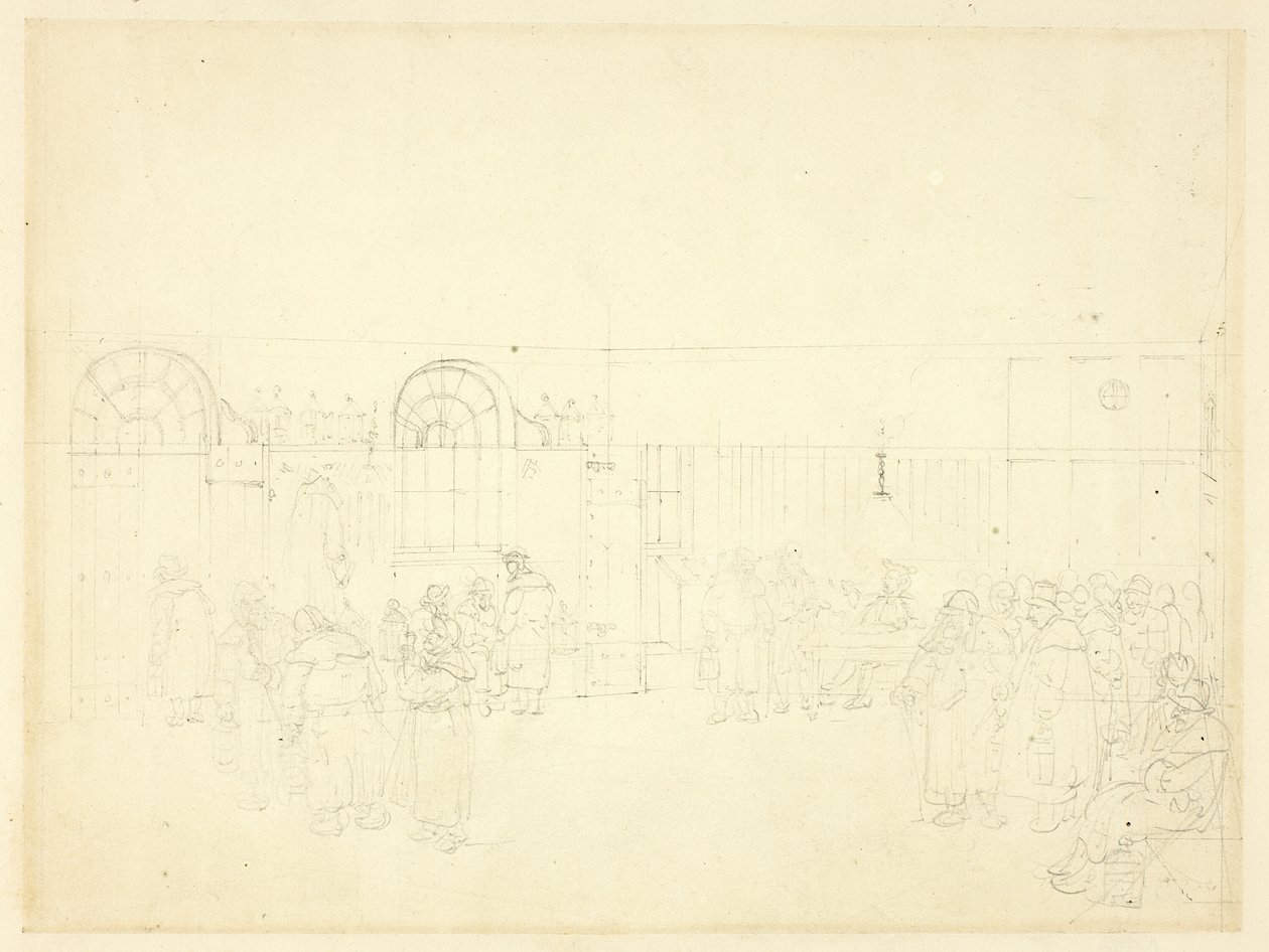 Studie voor Wachthuis, St. Mary Le Bone, uit Microcosm of London door Augustus Charles Pugin