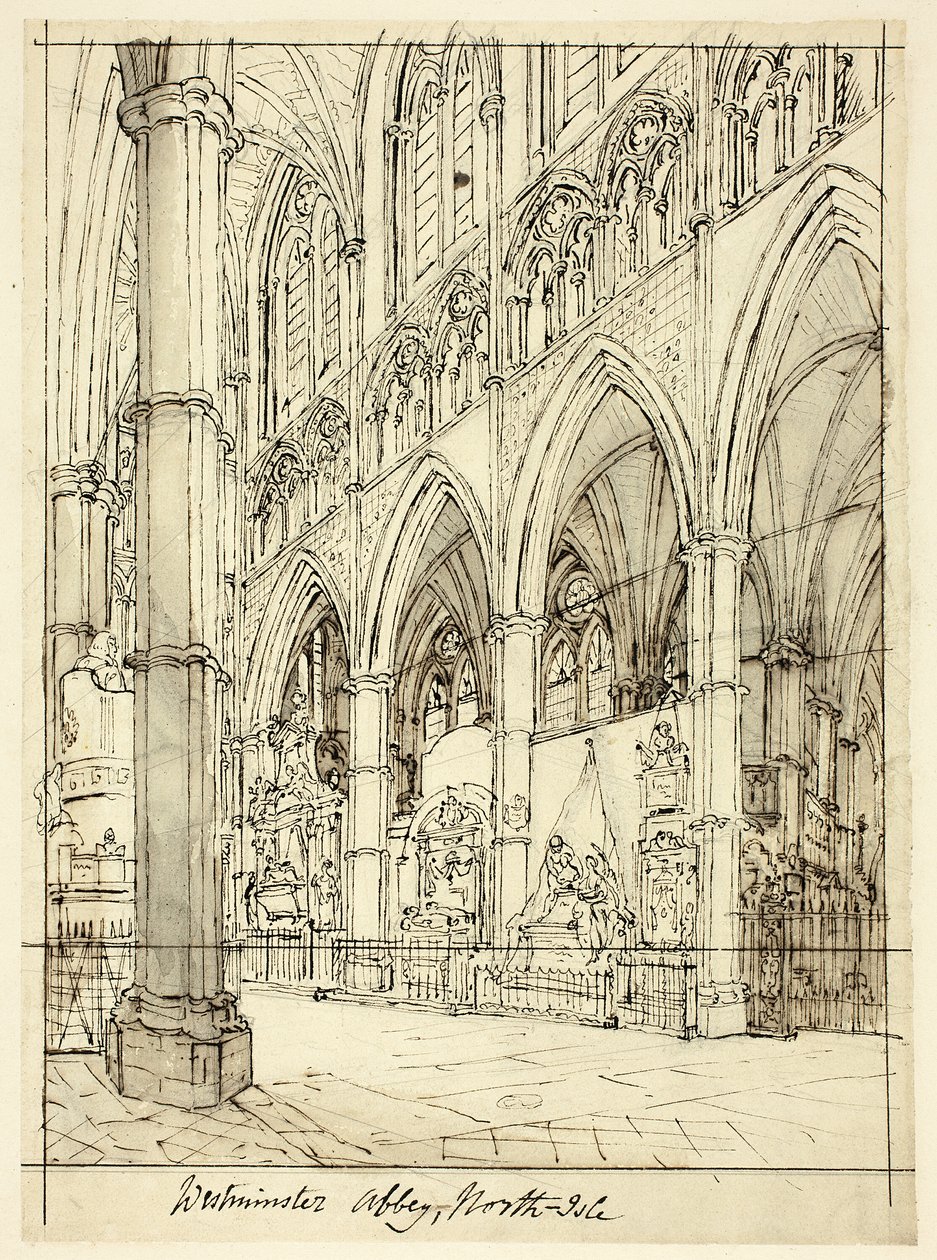 Studie voor Westminster Abbey, uit Microcosm of London door Augustus Charles Pugin