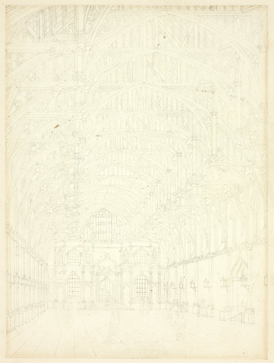 Studie voor Westminster Hall, uit Microcosm of London door Augustus Charles Pugin