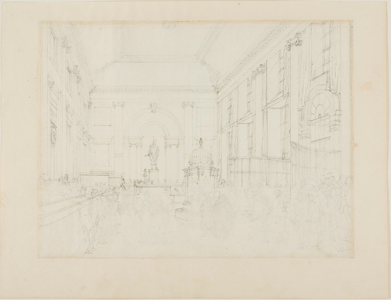 Studie voor de Grote Zaal, Bank of England door Augustus Charles Pugin