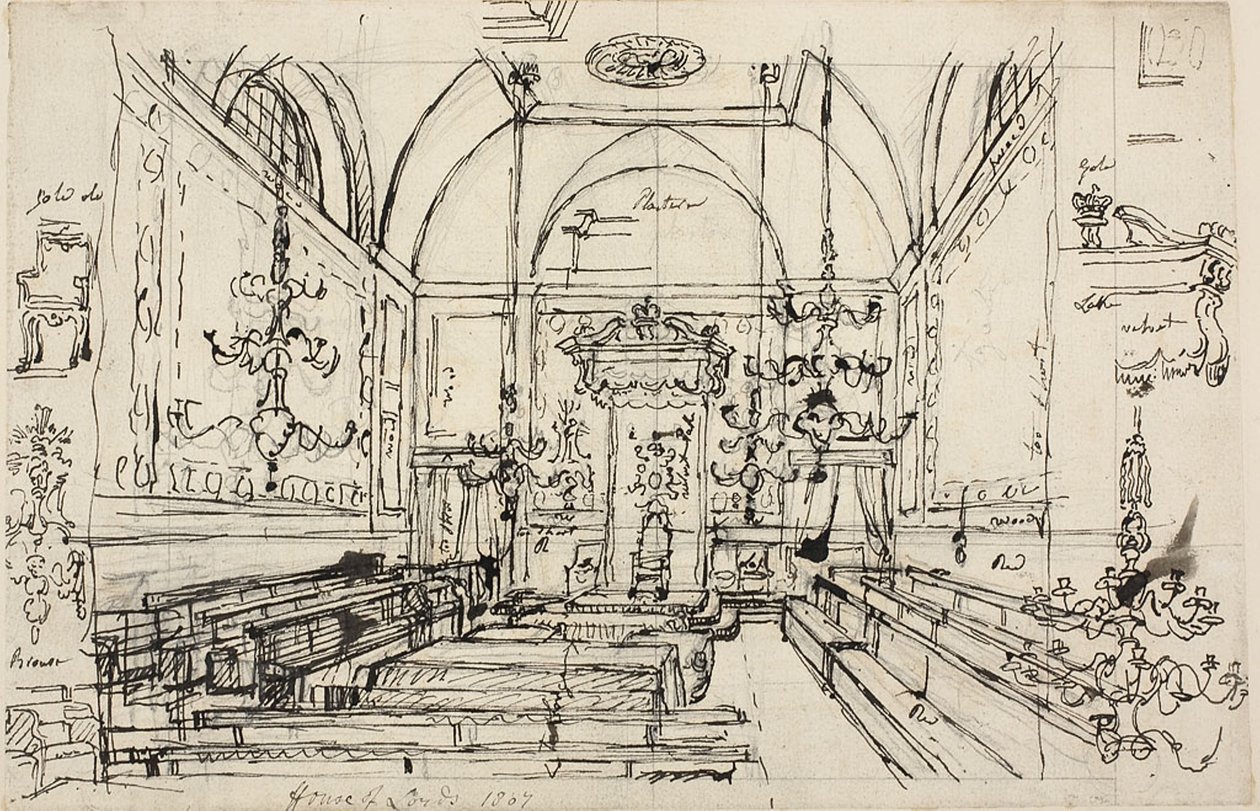 Studie voor het Hogerhuis door Augustus Charles Pugin
