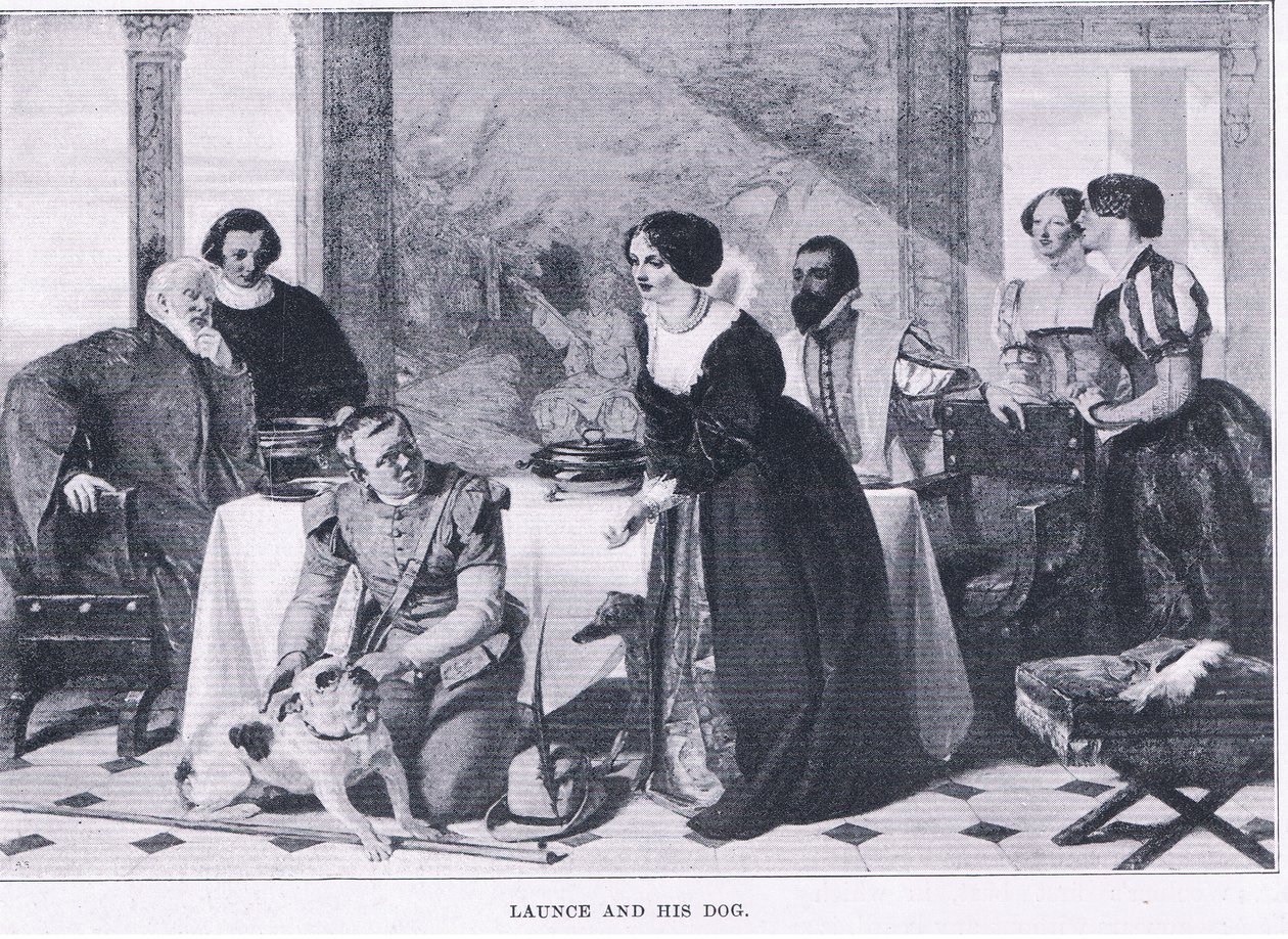 Launce en zijn hond, uit The Magazine of Art 1893, Cassell and Company door Augustus Leopold Egg