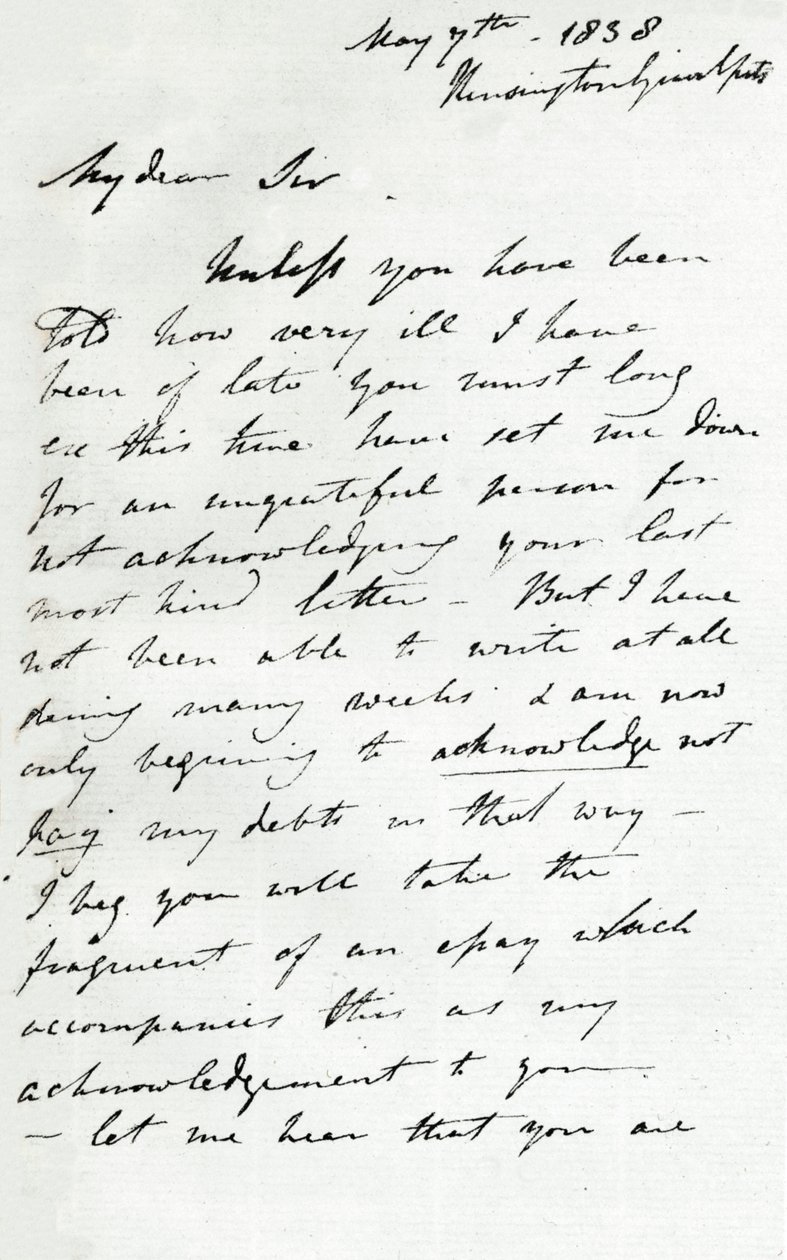Een brief van Augustus Wall Callcott, 7 mei 1838, 1904 door Augustus Wall Callcott