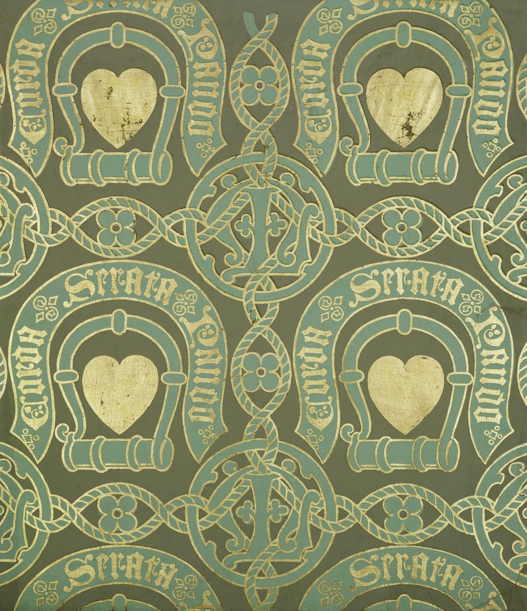 Hartmotief kerkelijk behangontwerp door Augustus Welby Northmore Pugin