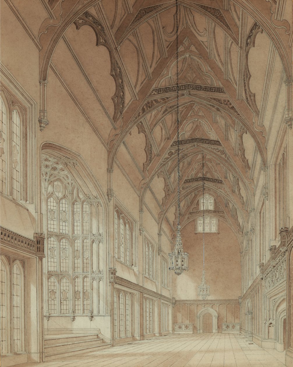 Interieur van een Collegezaal door Augustus Welby Pugin