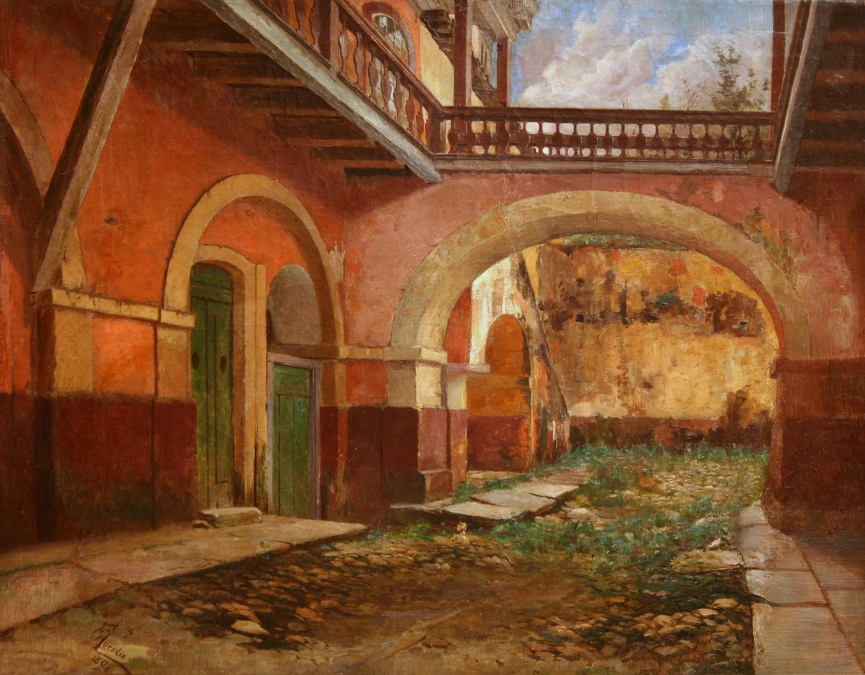 Binnenplaats van het "Casa dos Contos" in Ouro Preto door Aurelio de Figueiredo