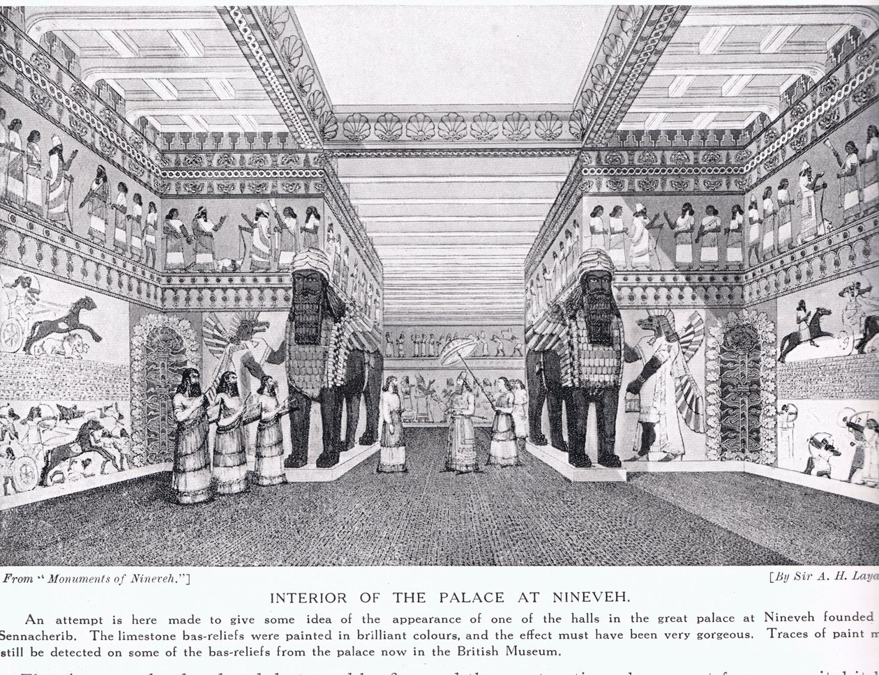Interieur van het Paleis van Nineveh, illustratie uit 