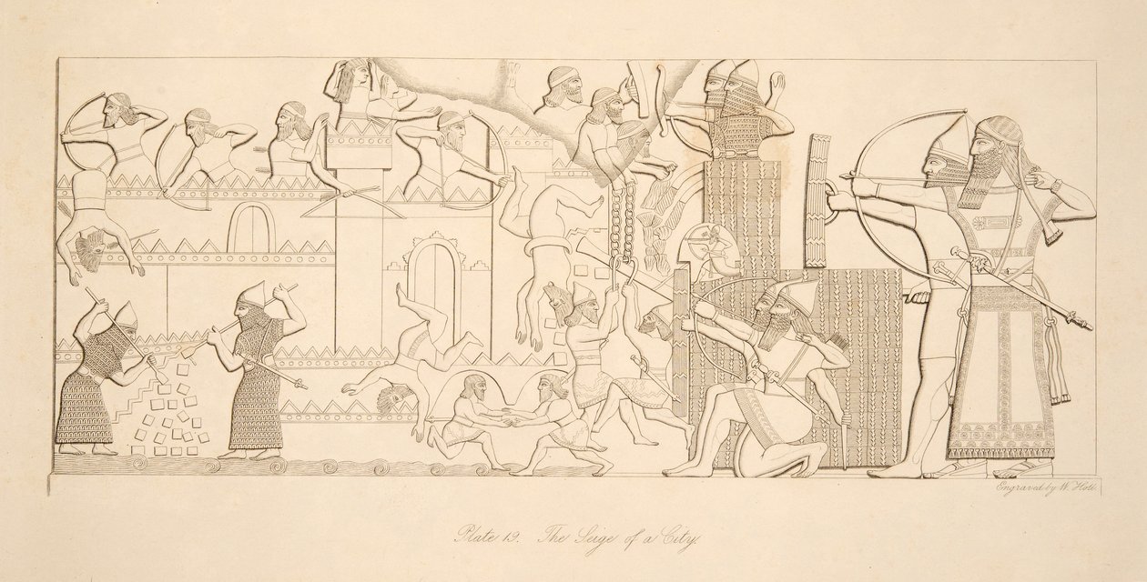 Het beleg van een stad, uit Monumenten van Nineveh, uitgegeven 1849 door Austen Henry Layard