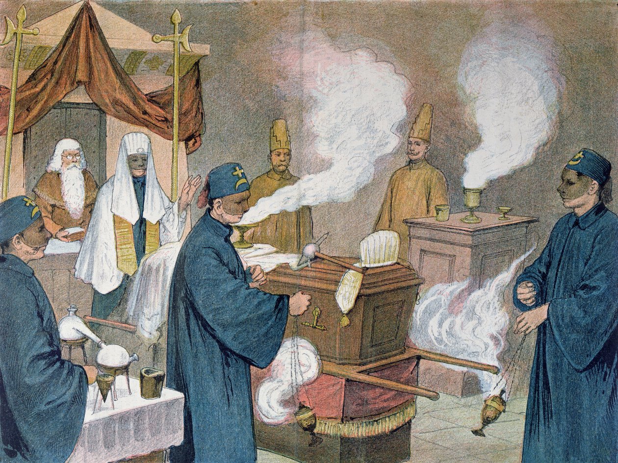 Begrafenis in een Vrijmetselaarsloge in Oostenrijk, 1897 door Austrian School