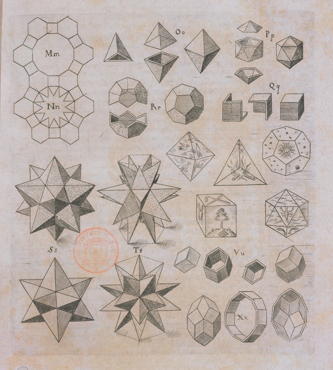 Geometrische vormen, uit Harmonices Mundi door Johannes Kepler (1571-1630) gepubliceerd in Linz, 1619 door Austrian School