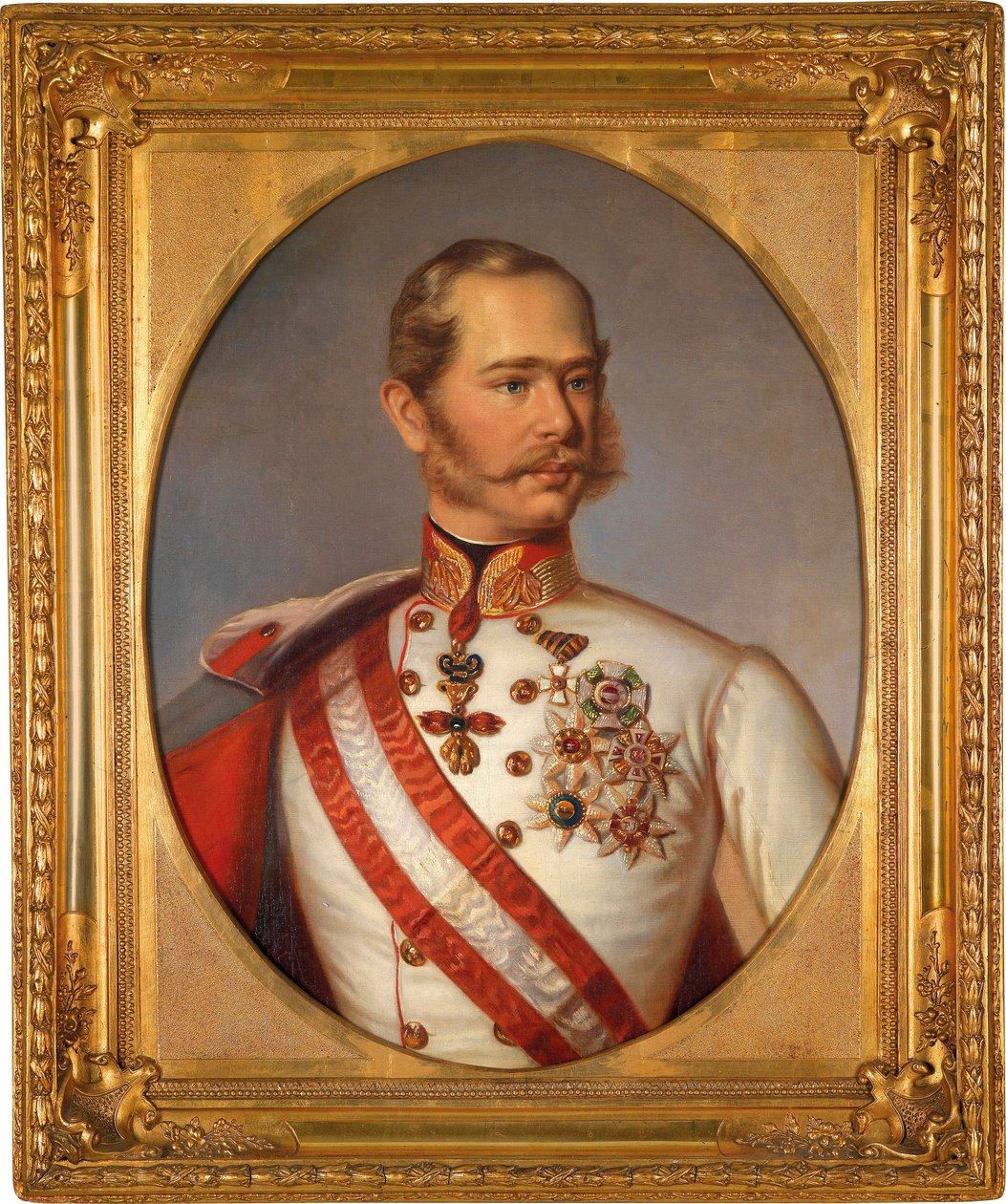 Portret van Frans Jozef I van Oostenrijk (1830-1916). Hij draagt de Orde van het Gulden Vlies door Austrian School