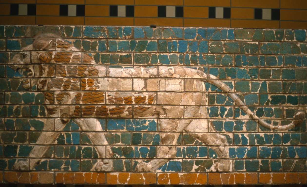 Leeuw van de Ishtar-poort, Babylon (geglazuurde bakstenen) door Babylonian