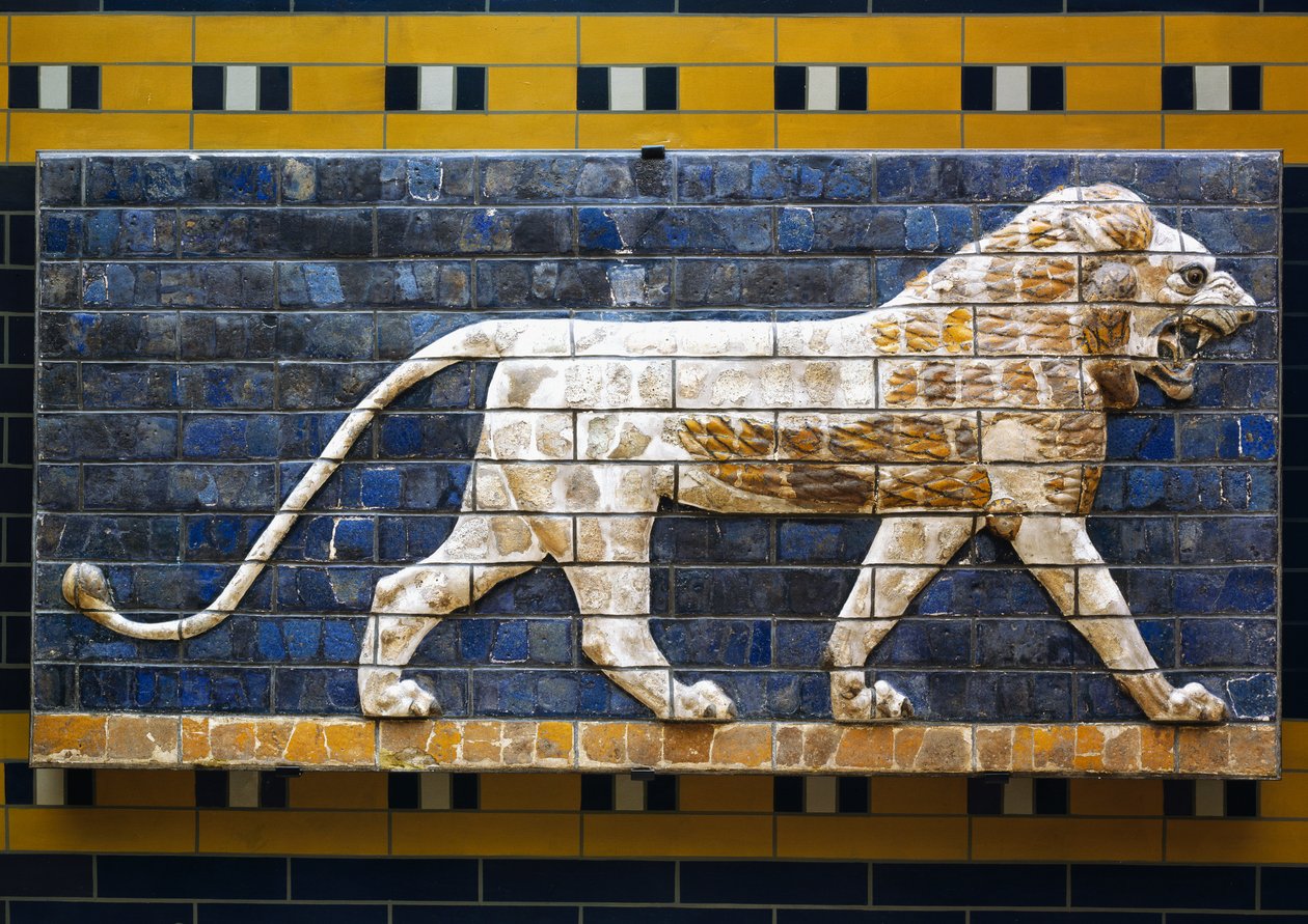 Een leeuw, detail (detail) door Babylonian