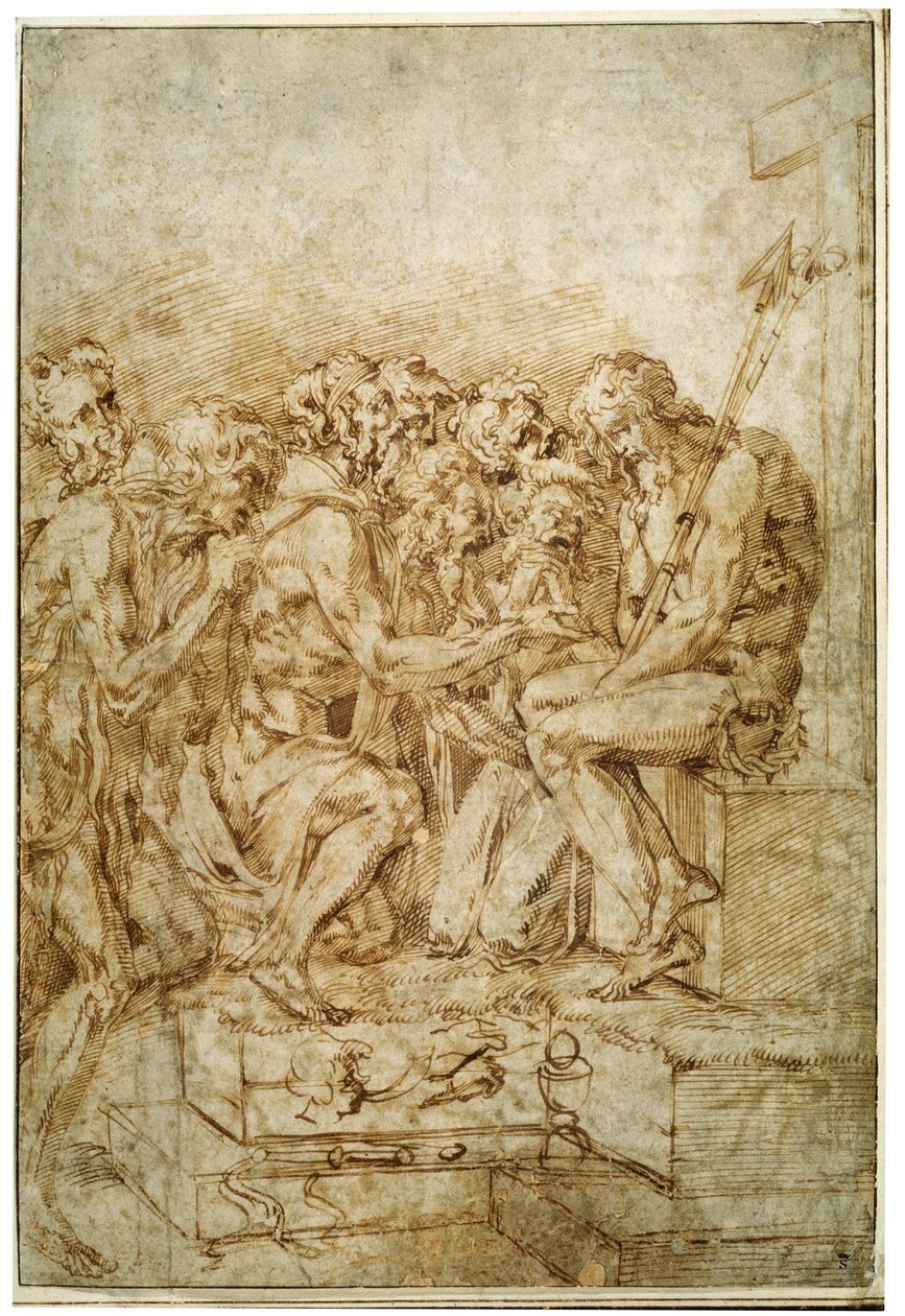Christus met Symbolen van Passie bijgestaan door zeven Figuren, vroege 16e eeuw door Baccio Bandinelli
