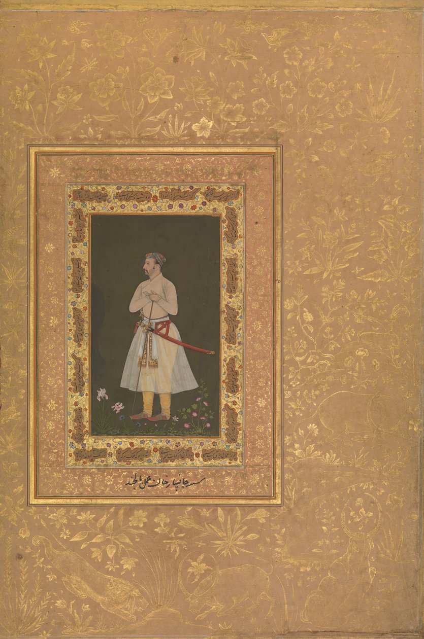 Portret van Jahangir Beg, Jansipar Khan, folio uit het Shah Jahan Album, ca. 1627 door Balchand