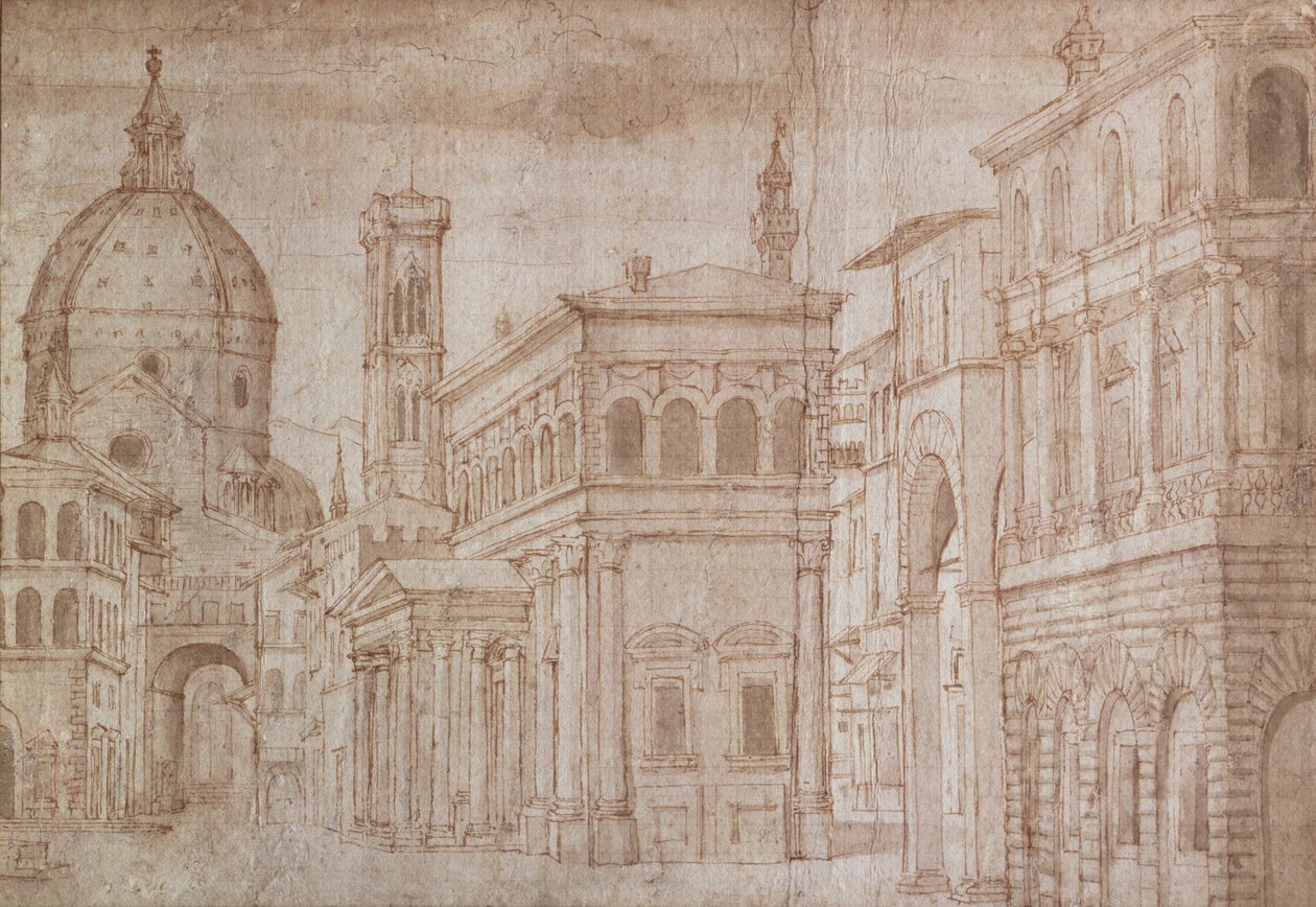Architectonische Capriccio door Baldassare Lanci