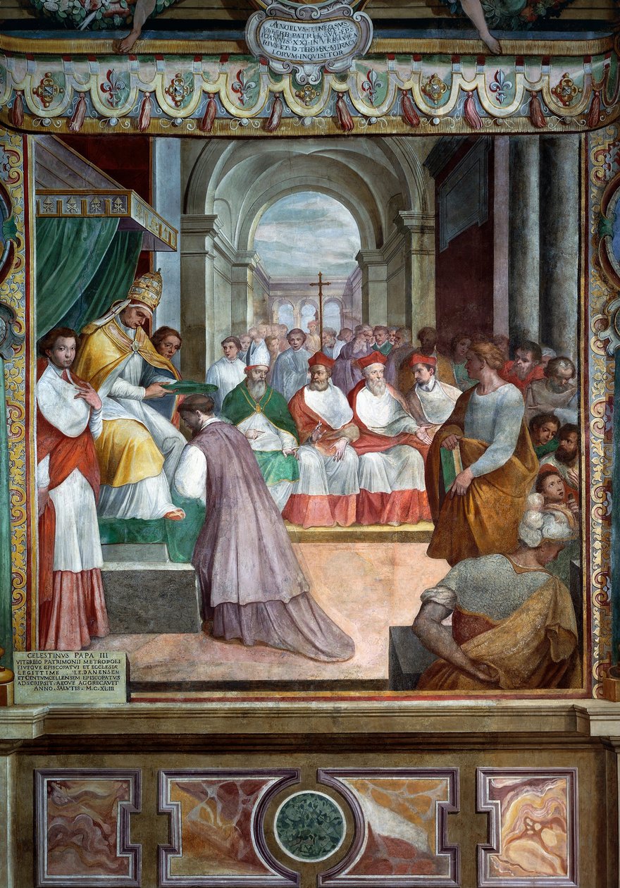 Celestine III wijdt de eerste bisschop van Viterbo in 1192 (detail) door Baldassare Croce