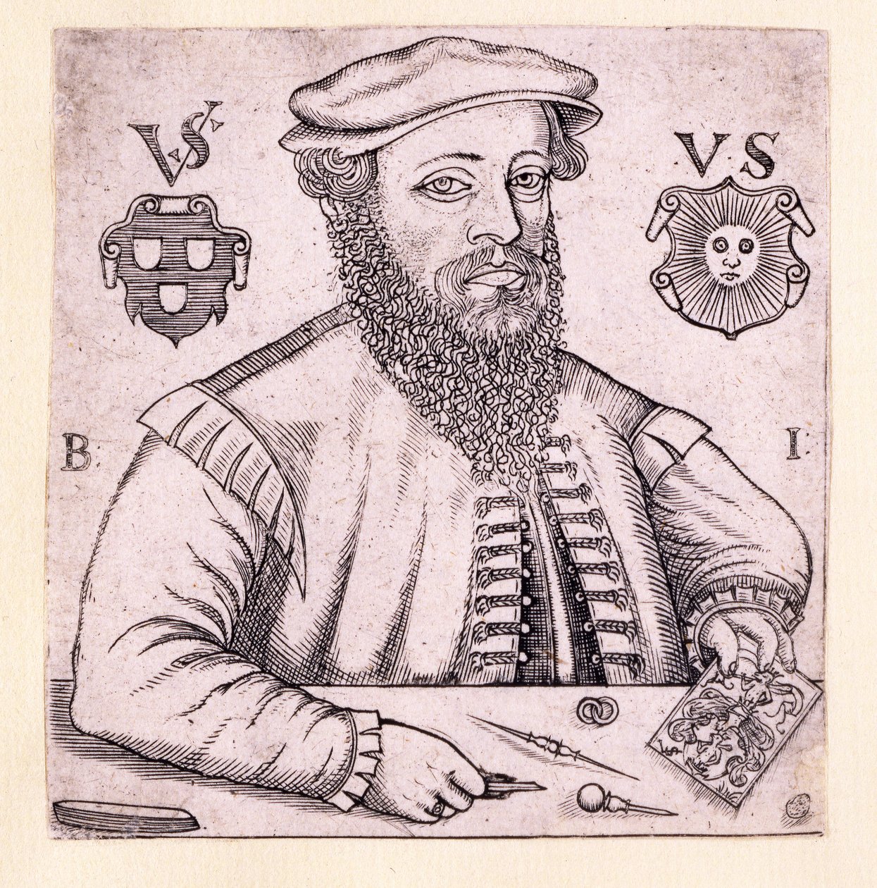 Portret van Virgil Solis, gepubliceerd in Neurenberg 1562 door Balthasar Jenichen