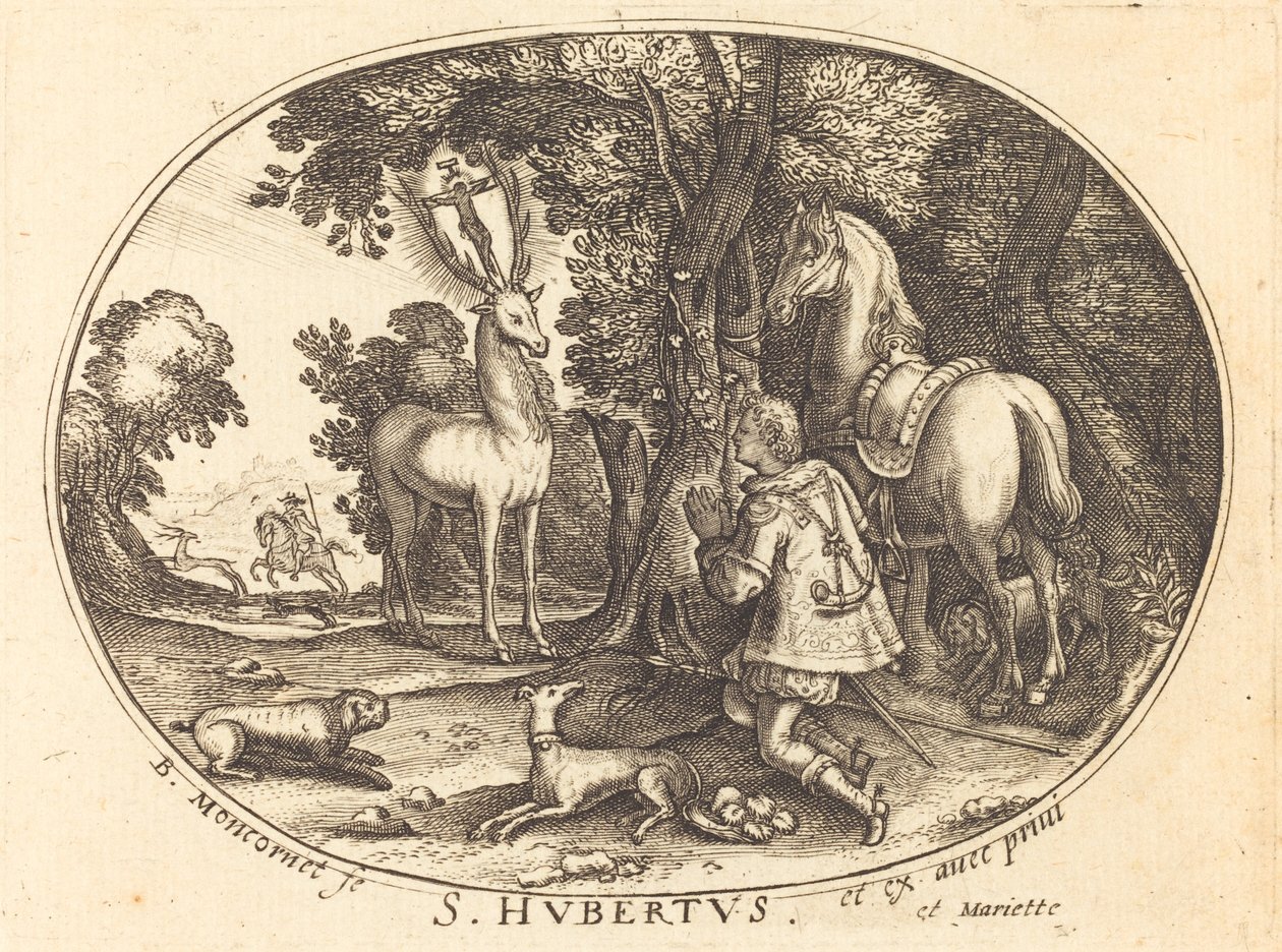 De Visioen van Sint Hubertus door Balthasar Moncornet
