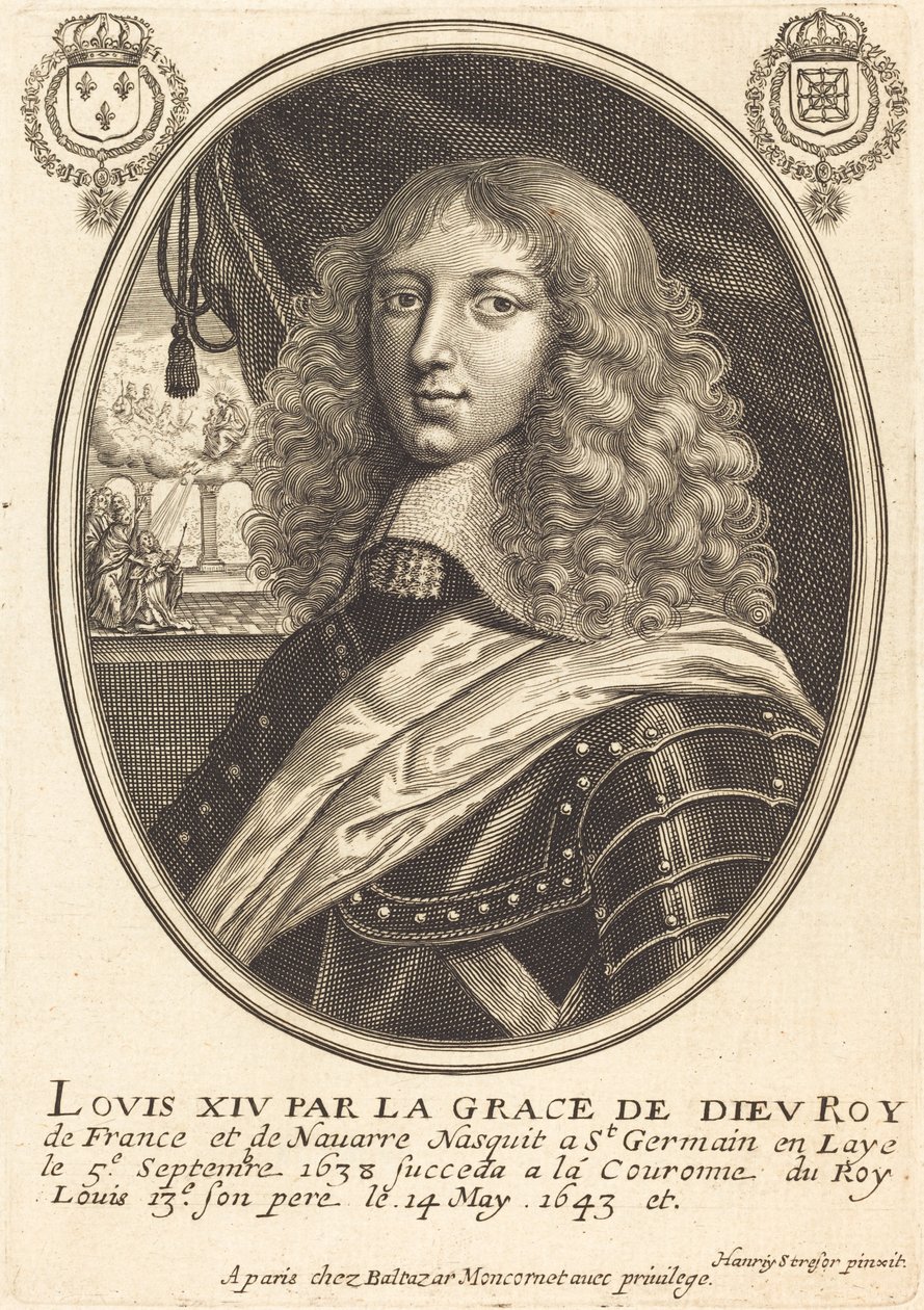Lodewijk XIV, koning van Frankrijk door Balthasar Moncornet after Henry Stresor