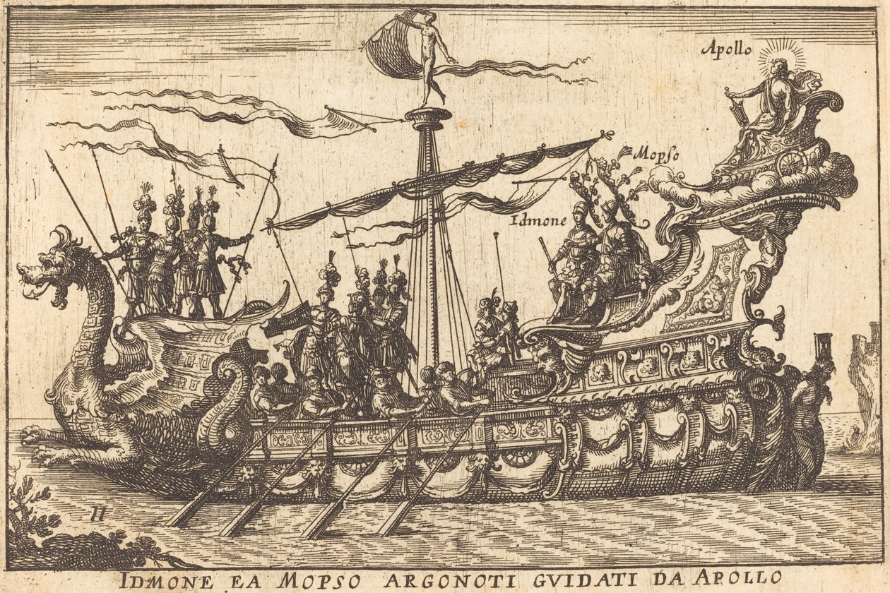Idinone ea Mopso Argonoti guidati da Apollo door Balthasar Moncornet after Remigio Cantagallina