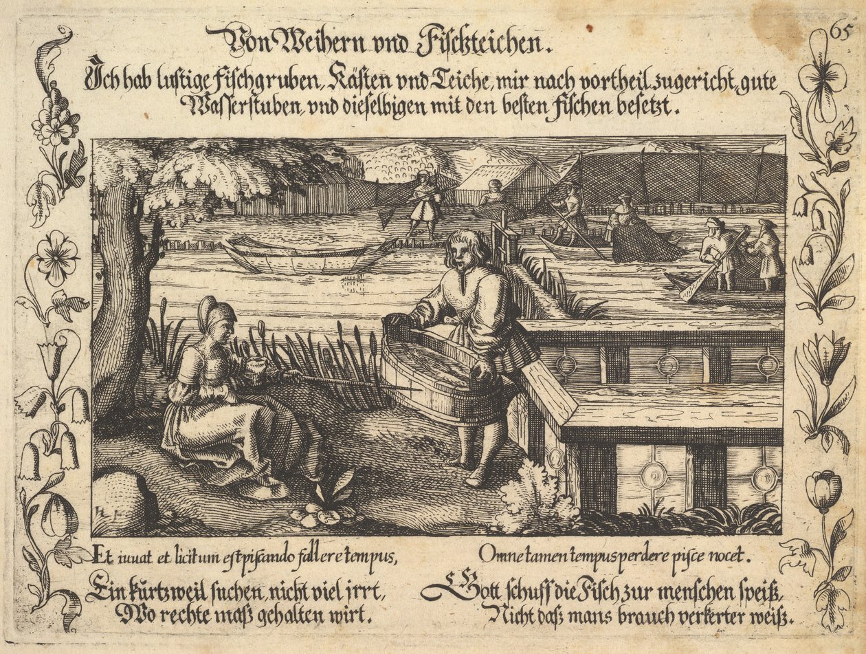 Van vijvers en visvijvers, illustratie uit Petrarca, Geluk en Ongeluk Spiegel, figuur, 1652 door Balthasar Schwan