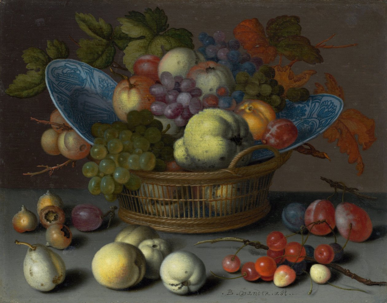 Mand met vruchten, ca. 1622 (olieverf op paneel) door Balthasar van der Ast