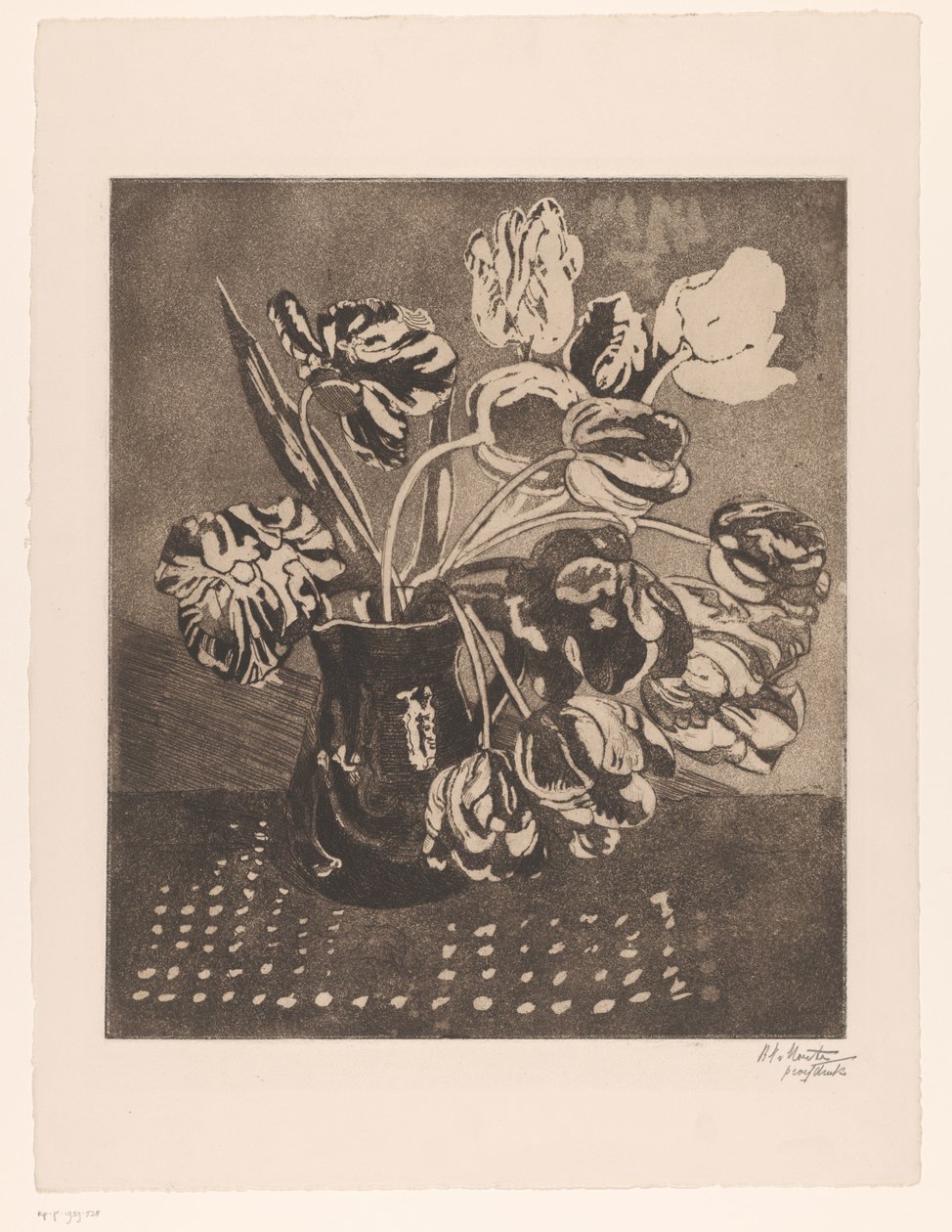 Tulpen in een kan door Barbara Elisabeth van Houten (signed by artist)