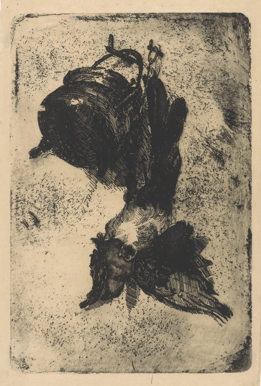 Dode vogel en ketel aan een muur door Barbara Elisabeth van Houten