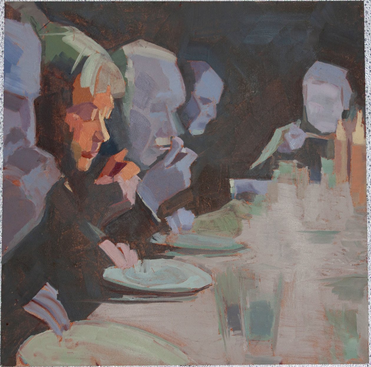 diner 3, 2009, olieverf op aluminium door Barbara Hoogeweegen