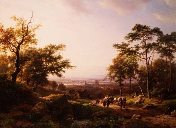 Een Rijnlandschap, 19e eeuw door Barend Cornelis Koekkoek