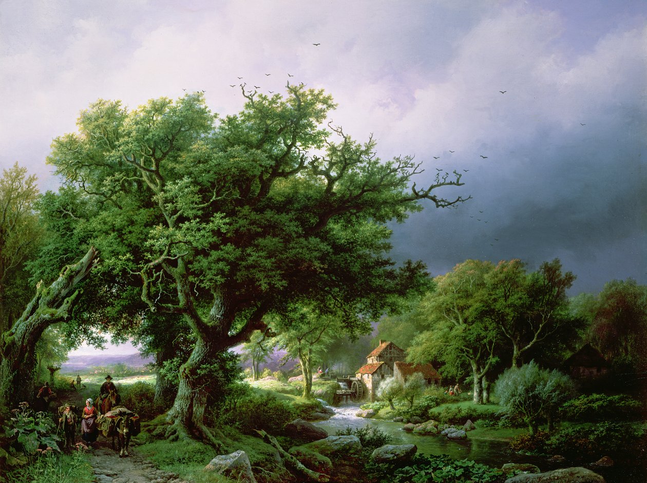 Landschap met een molen door Barend Cornelis Koekkoek
