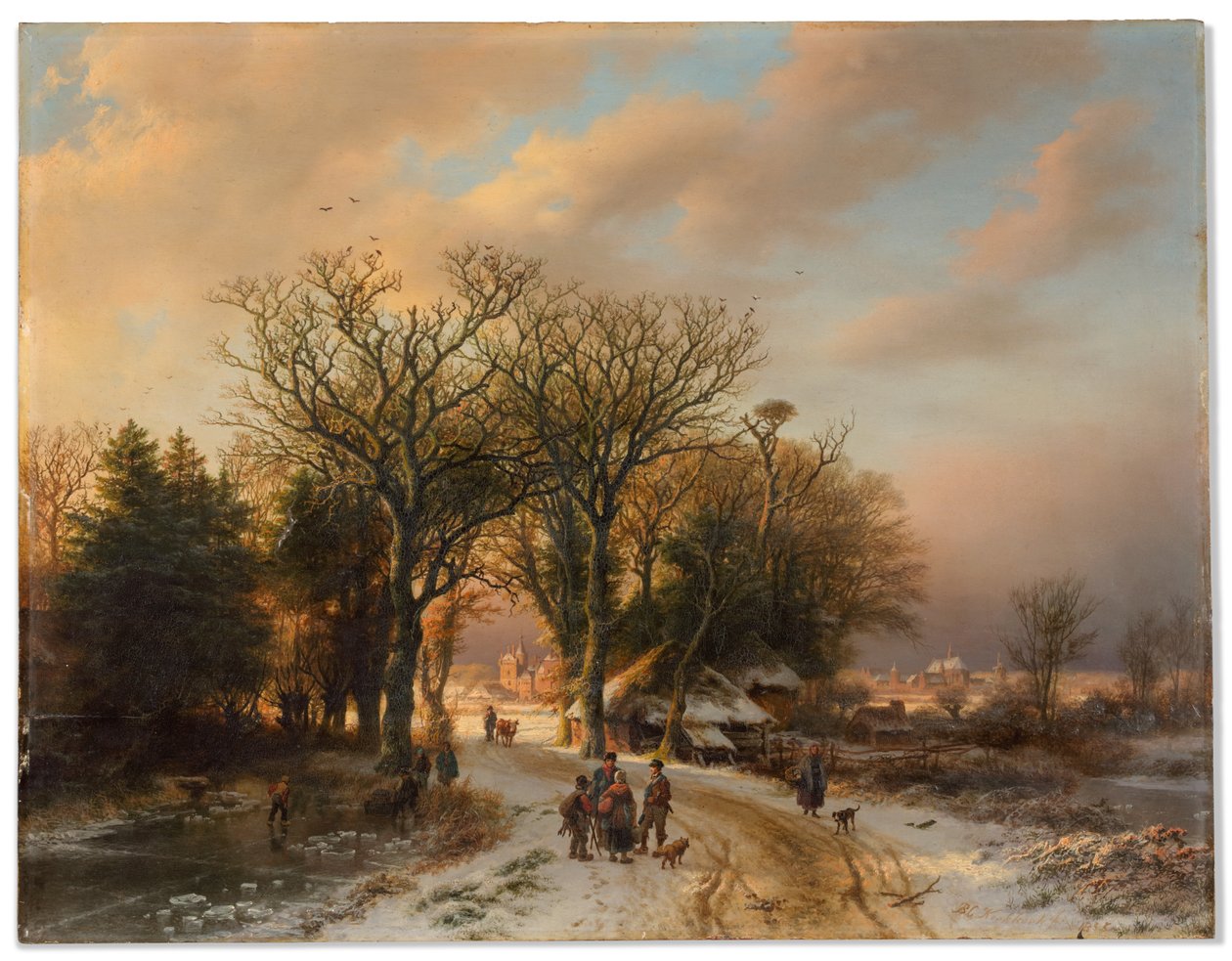 Een winterlandschap door Barend Cornelis Koekkoek